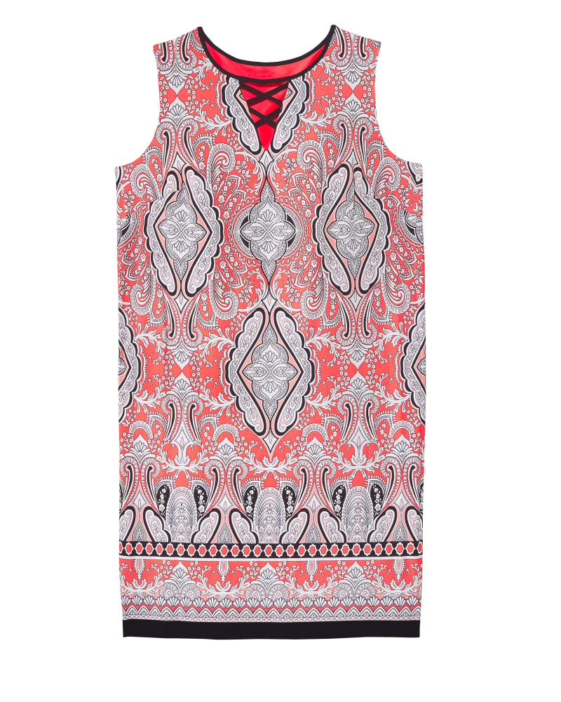 Front of plus size Petail Lattice Detail Sleeveless Dress by Sandra Darren | Dia&Co | dia_product_style_image_id:119817
